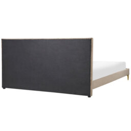 Beliani Bed Velvet Limoux 180 X 200 Cm (Eu Super King) Taupe - thumbnail 6