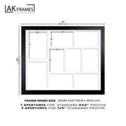 AK Frames 20X16 Gold Sleek Multi Photo Frame With Ivory Mount - Holds 9 Apertures (2X) 7X5, (7X) 6X4 Photos - thumbnail 4