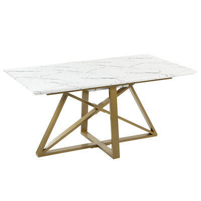 Beliani Extending Dining Table Maximus White Marble 160/200 Cm 90 Cm - image 1