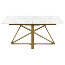 Beliani Extending Dining Table Maximus White Marble 160/200 Cm 90 Cm - thumbnail 4