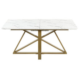 Beliani Extending Dining Table Maximus White Marble 160/200 Cm 90 Cm - thumbnail 5