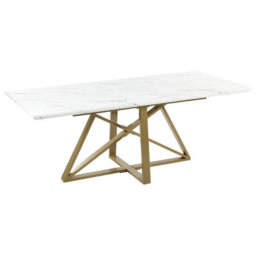 Beliani Extending Dining Table Maximus White Marble 160/200 Cm 90 Cm - thumbnail 6