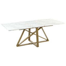 Beliani Extending Dining Table Maximus White Marble 160/200 Cm 90 Cm - thumbnail 7