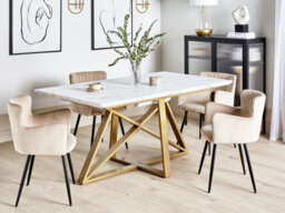 Beliani Extending Dining Table Maximus White Marble 160/200 Cm 90 Cm - thumbnail 2