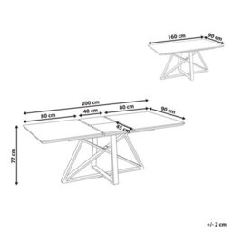 Beliani Extending Dining Table Maximus White Marble 160/200 Cm 90 Cm - thumbnail 3