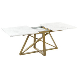 Beliani Extending Dining Table Maximus White Marble 160/200 Cm 90 Cm - thumbnail 8