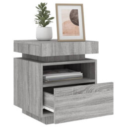 Berkfield Bedside Cabinet With Led Lights Grey Sonoma 40X39X48.5 Cm - thumbnail 4