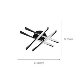 Eglo Adeje Indoor Led Ceiling Light, Warm White 3000K, Black Metal Frame With White Diffuser, Square Flush Mount - thumbnail 4