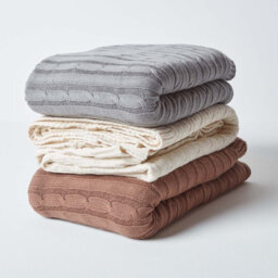 Homescapes Cotton Cable Knit Throw, Chocolate, 150 X 200 Cm - thumbnail 8