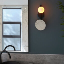 Luminosa Lighting Luminosa Riomaggiore Bathroom Metal Wall Lamp, Matt Black, Mirrored Glass With Opal Glass, Ip44 - thumbnail 3