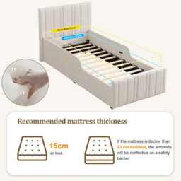 Single Upholstered Hydraulic Storage Bed With Headboard And Large Storage Space - thumbnail 7