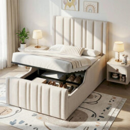 Single Upholstered Hydraulic Storage Bed With Headboard And Large Storage Space - thumbnail 4