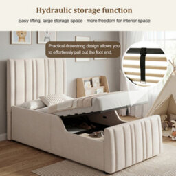 Single Upholstered Hydraulic Storage Bed With Headboard And Large Storage Space - thumbnail 5