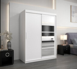 Arte Modern White Roma I Sliding Door Wardrobe W1500mm H2000mm D620mm Mirrored Vertical Handles Sleek Storage Solution - thumbnail 2