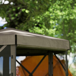 Outsunny 3 X 3(M) Hexagon Pop Up Gazebo With 5 Sides, Netting, Brown - thumbnail 8