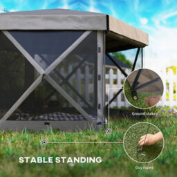 Outsunny 3 X 3(M) Hexagon Pop Up Gazebo With 5 Sides, Netting, Brown - thumbnail 7