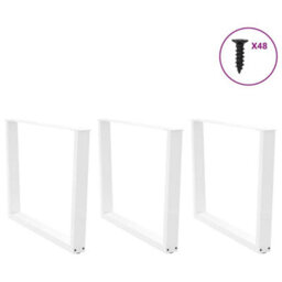 Berkfield Dining Table Legs V-Shape 3 Pcs White 100X(72-73.3) Cm Steel - thumbnail 3