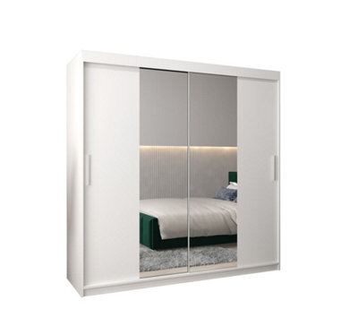 Arte Tokyo 01 Contemporary Mirrored 2 Sliding Door Wardrobe 9 Shelves 2 Rails White Matt (H)2000mm (W)2000mm (D)620mm - image 1