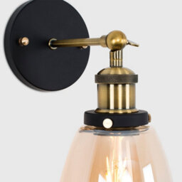 Valuelights Sheridan Antique Brass And Black Metal Adjustable Knuckle Joint Wall Light Fitting With Shade - thumbnail 6