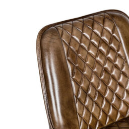 Elm Home And Garden 100% Real Genuine Leather Breakfast Kitchen Bar Stool Tan Brown With Back Rest - thumbnail 5