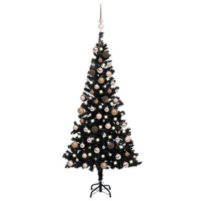 Berkfield Artificial Christmas Tree With Leds&ball Set Black 180 Cm Pvc - image 1