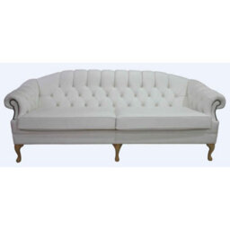Chesterfield 4 Seater Shelly White Leather Sofa Settee Bespoke In Victoria Style