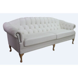Chesterfield 4 Seater Shelly White Leather Sofa Settee Bespoke In Victoria Style - thumbnail 3