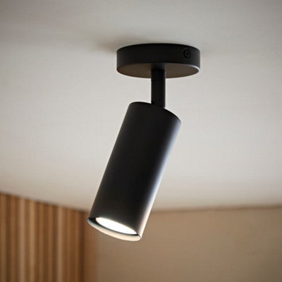 Valuelights Taylor Matte Black Tube Single Adjustable Ceiling Spotlight - image 1