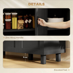 Kitchen Sideboard Buffet Cabinet With 3 Doors And Adjustable Shelves, Black - thumbnail 5
