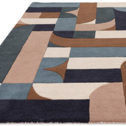 Blue Teal Handmade Abstract Geometric Wool 12-14mm Thick Stain-Resistant Rug For Bedroom, & Dining Room-200Cm X 300Cm - thumbnail 3
