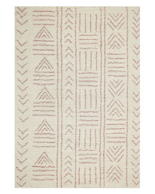 Beliani Elara Home Beige Cotton Rug 140 X 200 Cm Geometric Hand-Tufted - image 1