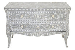Orsina 2-Drawer Chest With Mother Of Pearl Inlay,handcrafted Mango Wood Dresser,floral Design Chest,storage Drawer - thumbnail 5