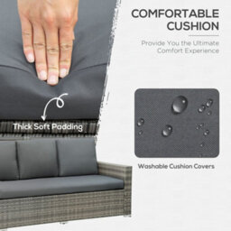 Outsunny 10-Seater Sofa Sectional W/ Cushioned Seat, Footstools And Glass Table - thumbnail 6