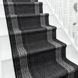 Greek Key Stair Runner - Hardwearing, Non-Slip & Durable Carpet For Stairs & Staircases, Multiple Lengths - thumbnail 1