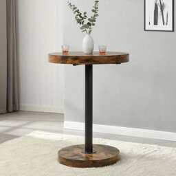 Furniture in Fashion Havana Wooden Bar Table Round In Rustic Oak - thumbnail 1