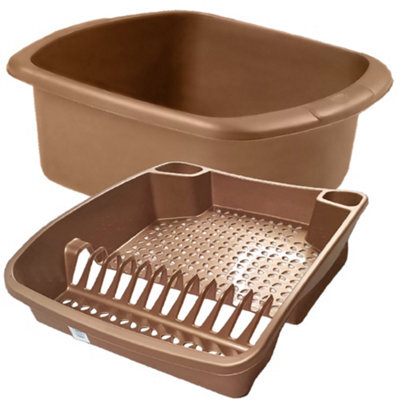 KetoPlastics Rose Gold 2 Piece Kitchen Set - Large Dish Drainer And Rectangle Washing Up Bowl - image 1