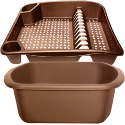 KetoPlastics Rose Gold 2 Piece Kitchen Set - Large Dish Drainer And Rectangle Washing Up Bowl - thumbnail 7