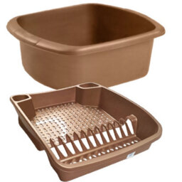 KetoPlastics Rose Gold 2 Piece Kitchen Set - Large Dish Drainer And Rectangle Washing Up Bowl - thumbnail 2