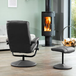 Gibson Bonded Leather And Pu Swivel Based Based Recliner And Footstool - Grey - thumbnail 5