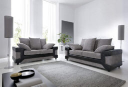 Rio Fabric 3&2 Seater Sofa Set Foam Seating Black-Grey - thumbnail 2