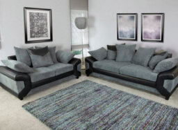 Rio Fabric 3&2 Seater Sofa Set Foam Seating Black-Grey - thumbnail 1