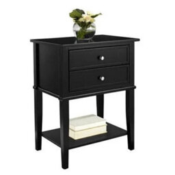 2 Drawer Side Table Bedside Cabinet In Black - thumbnail 3