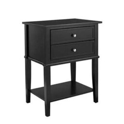 2 Drawer Side Table Bedside Cabinet In Black - thumbnail 4