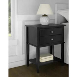 2 Drawer Side Table Bedside Cabinet In Black - thumbnail 1