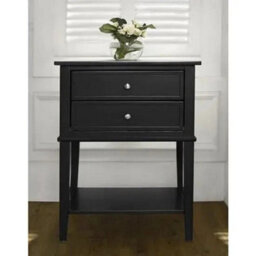 2 Drawer Side Table Bedside Cabinet In Black - thumbnail 2