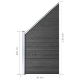 Berkfield Fence Panel Wpc 95X(105-180) Cm Black - thumbnail 8