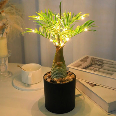 Amorly Led Palm Tree Light Potted Plant With Warm Light Decor String Light Usb Power Desk Lamp Suitable For Coffee Shops Restaurants - image 1