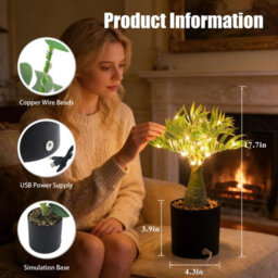 Amorly Led Palm Tree Light Potted Plant With Warm Light Decor String Light Usb Power Desk Lamp Suitable For Coffee Shops Restaurants - thumbnail 5