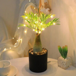 Amorly Led Palm Tree Light Potted Plant With Warm Light Decor String Light Usb Power Desk Lamp Suitable For Coffee Shops Restaurants - thumbnail 2