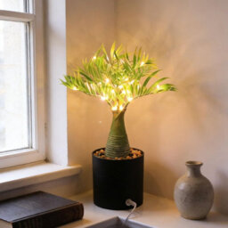 Amorly Led Palm Tree Light Potted Plant With Warm Light Decor String Light Usb Power Desk Lamp Suitable For Coffee Shops Restaurants - thumbnail 3